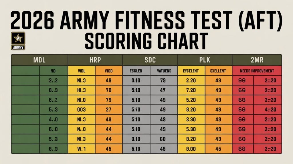 2026 Army Fitness Test Scoring Chart Improve My Combat Fitness Score