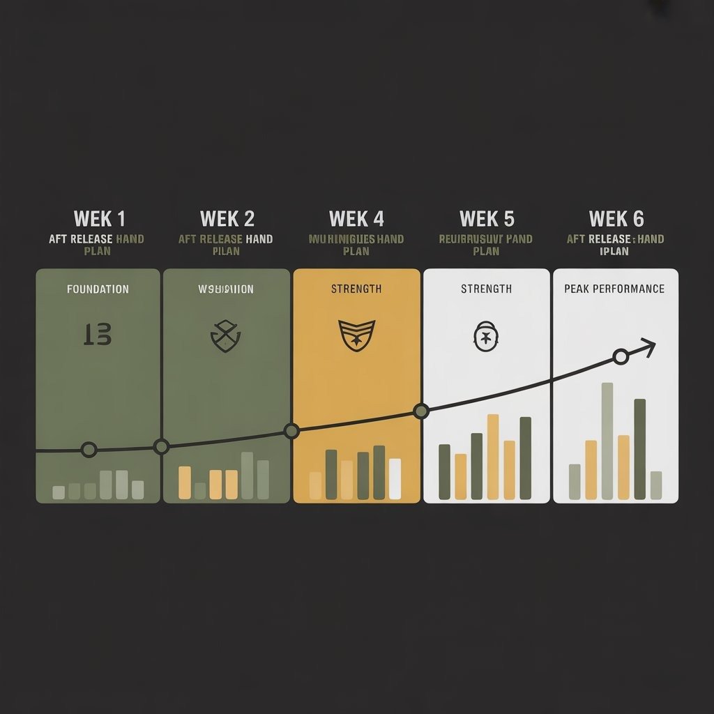 6-week AFT push-up training plan timeline showing foundation, strength, and peak performance phases...